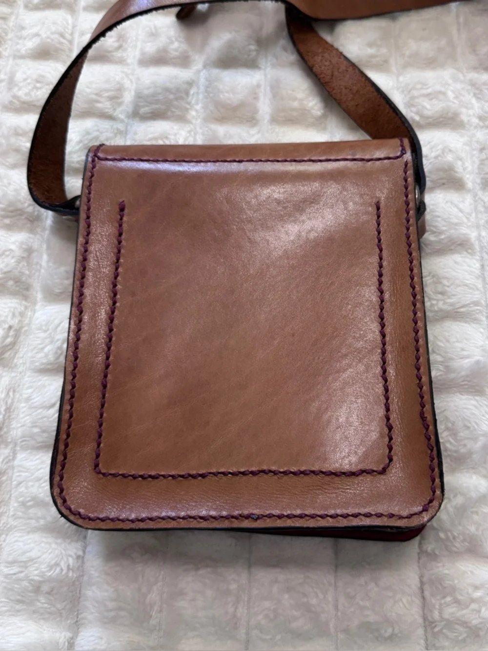Handmade Brown Leather Crossbody Bag Handbag Adjustable Strap Western Bohemian